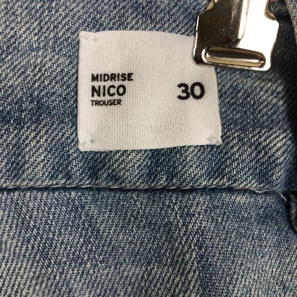 Hudson Womens Nico Midrise Blue Trousers Jeans Sz 30 Wide Leg Linen Blend - Picture 11 of 12